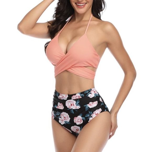 BeachQueen Halter High Waisted Wrap Bikini Set S - Picture 6 of 7